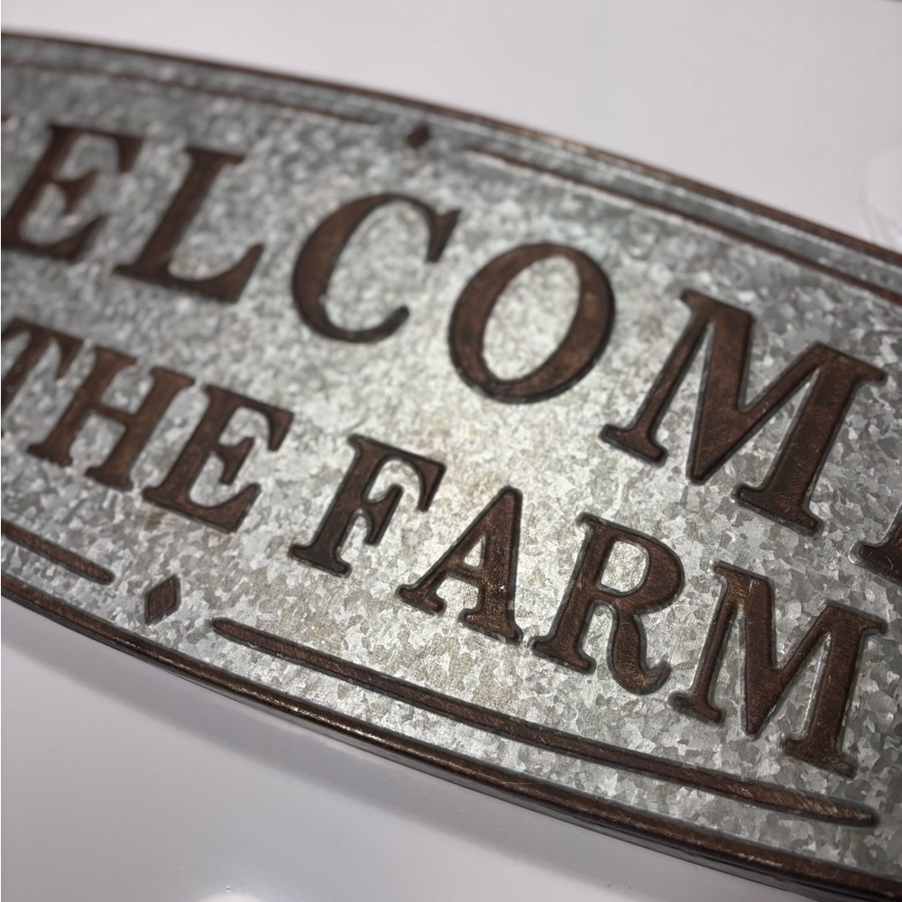 galvanized metal "Welcome to the Farm" sign wall welcome - Picture 4 of 10